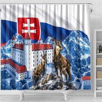 Slovakia Where Eagles Fly Shower Curtain Bratislava Castle Chamois Eagle Patriotism