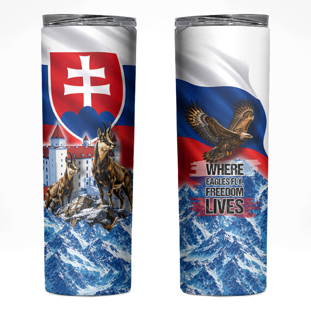 Slovakia Where Eagles Fly Skinny Tumbler Bratislava Castle Chamois Eagle Patriotism