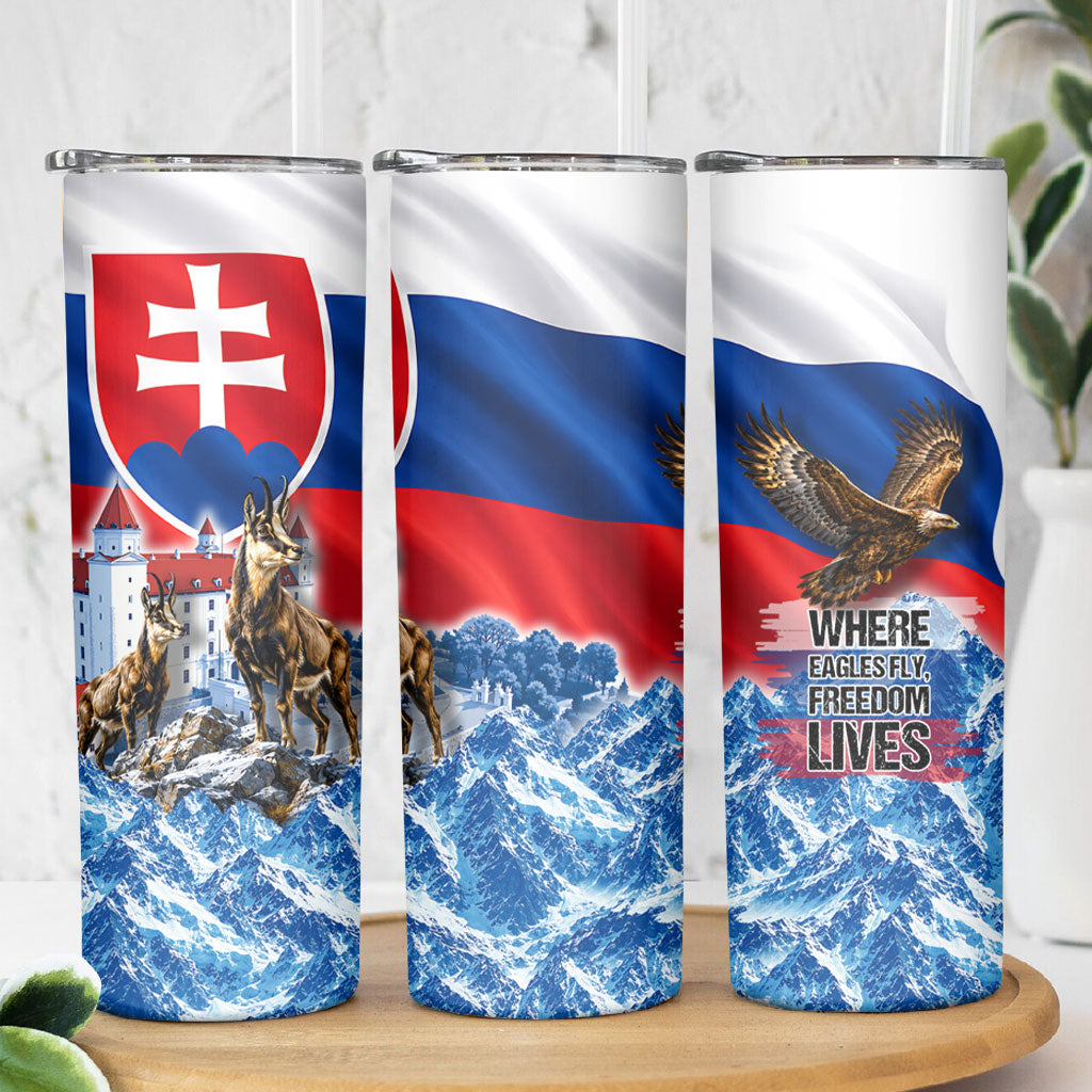 Slovakia Where Eagles Fly Skinny Tumbler Bratislava Castle Chamois Eagle Patriotism