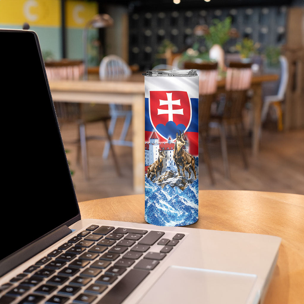 Slovakia Where Eagles Fly Skinny Tumbler Bratislava Castle Chamois Eagle Patriotism