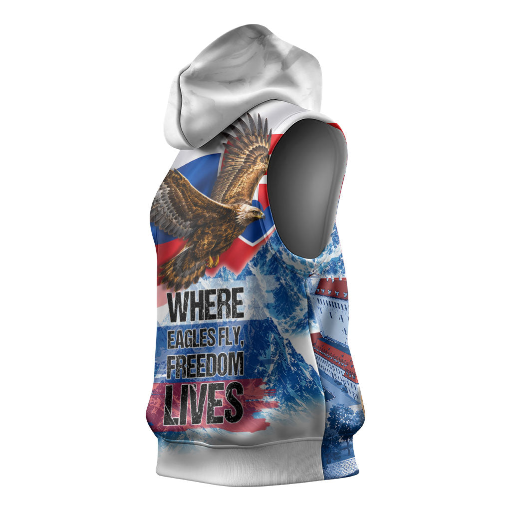 Slovakia Where Eagles Fly Sleeveless Hoodie Bratislava Castle Chamois Eagle Patriotism