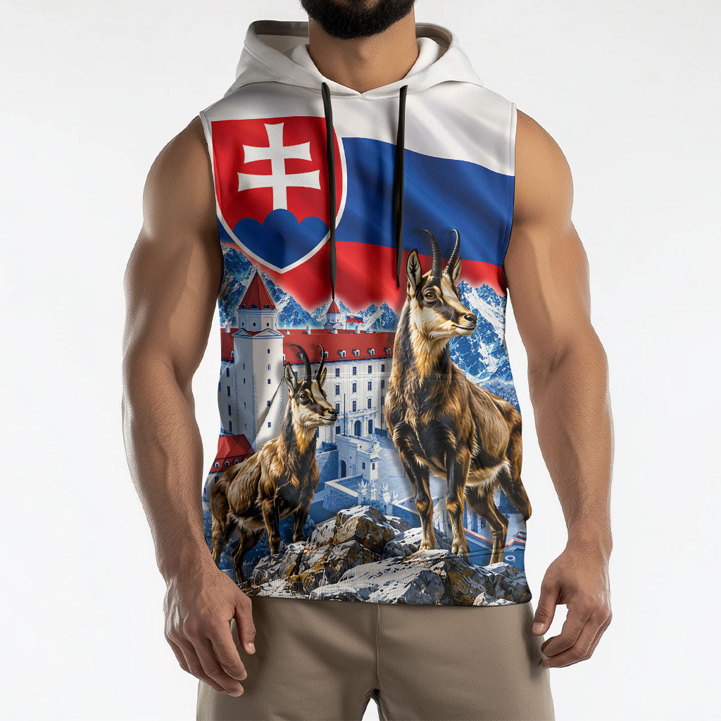 Slovakia Where Eagles Fly Sleeveless Hoodie Bratislava Castle Chamois Eagle Patriotism