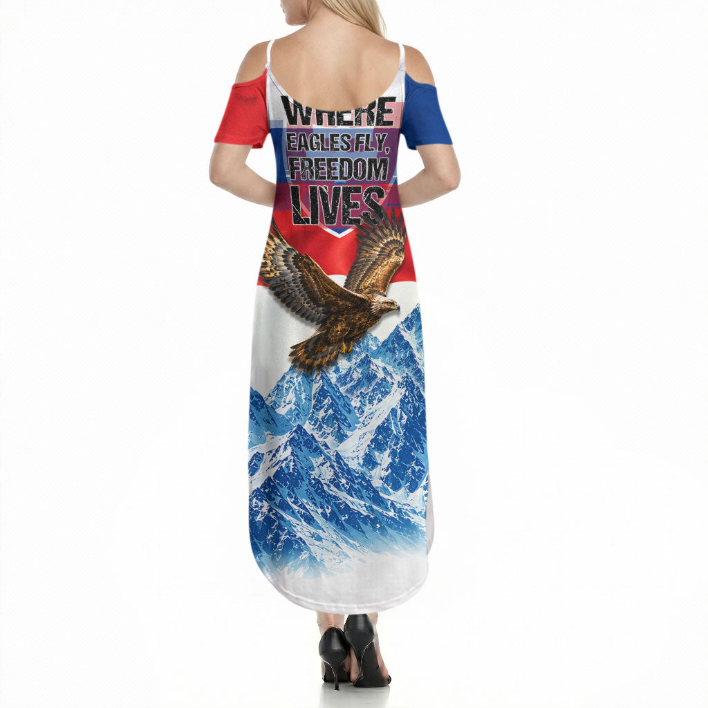Slovakia Where Eagles Fly Summer Maxi Dress Bratislava Castle Chamois Eagle Patriotism