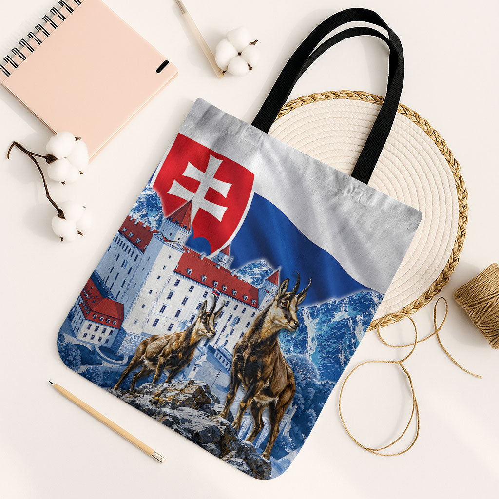 Slovakia Where Eagles Fly Tote Bag Bratislava Castle Chamois Eagle Patriotism