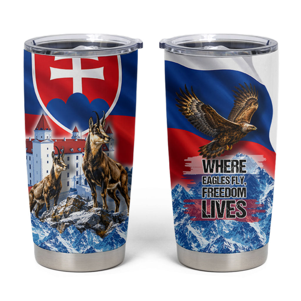 Slovakia Where Eagles Fly Tumbler Cup Bratislava Castle Chamois Eagle Patriotism