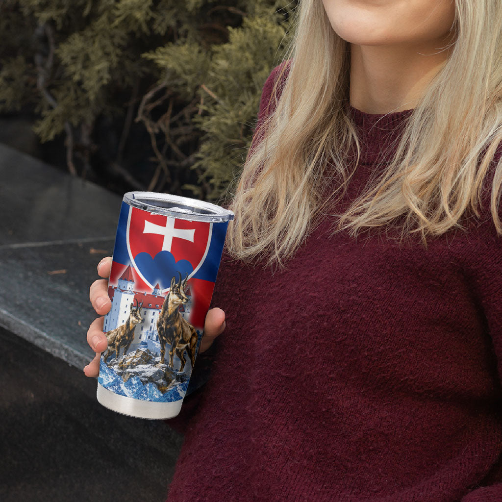 Slovakia Where Eagles Fly Tumbler Cup Bratislava Castle Chamois Eagle Patriotism
