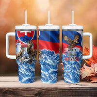 Slovakia Where Eagles Fly Tumbler With Handle Bratislava Castle Chamois Eagle Patriotism
