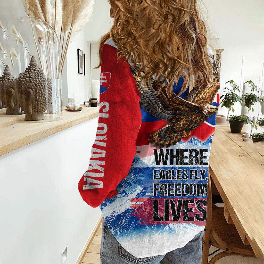 Slovakia Where Eagles Fly Women Casual Shirt Bratislava Castle Chamois Eagle Patriotism