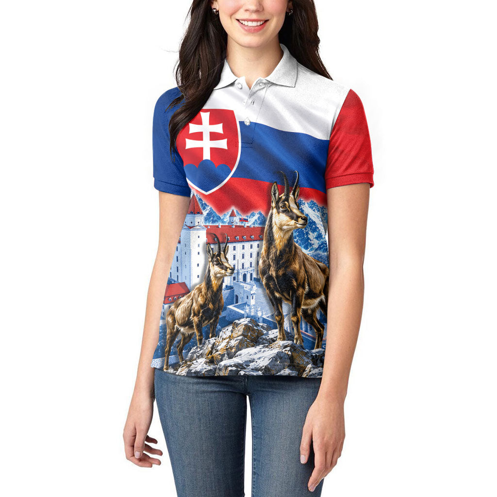 Slovakia Where Eagles Fly Women Polo Shirt Bratislava Castle Chamois Eagle Patriotism