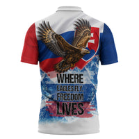 Slovakia Where Eagles Fly Zipper Polo Shirt Bratislava Castle Chamois Eagle Patriotism