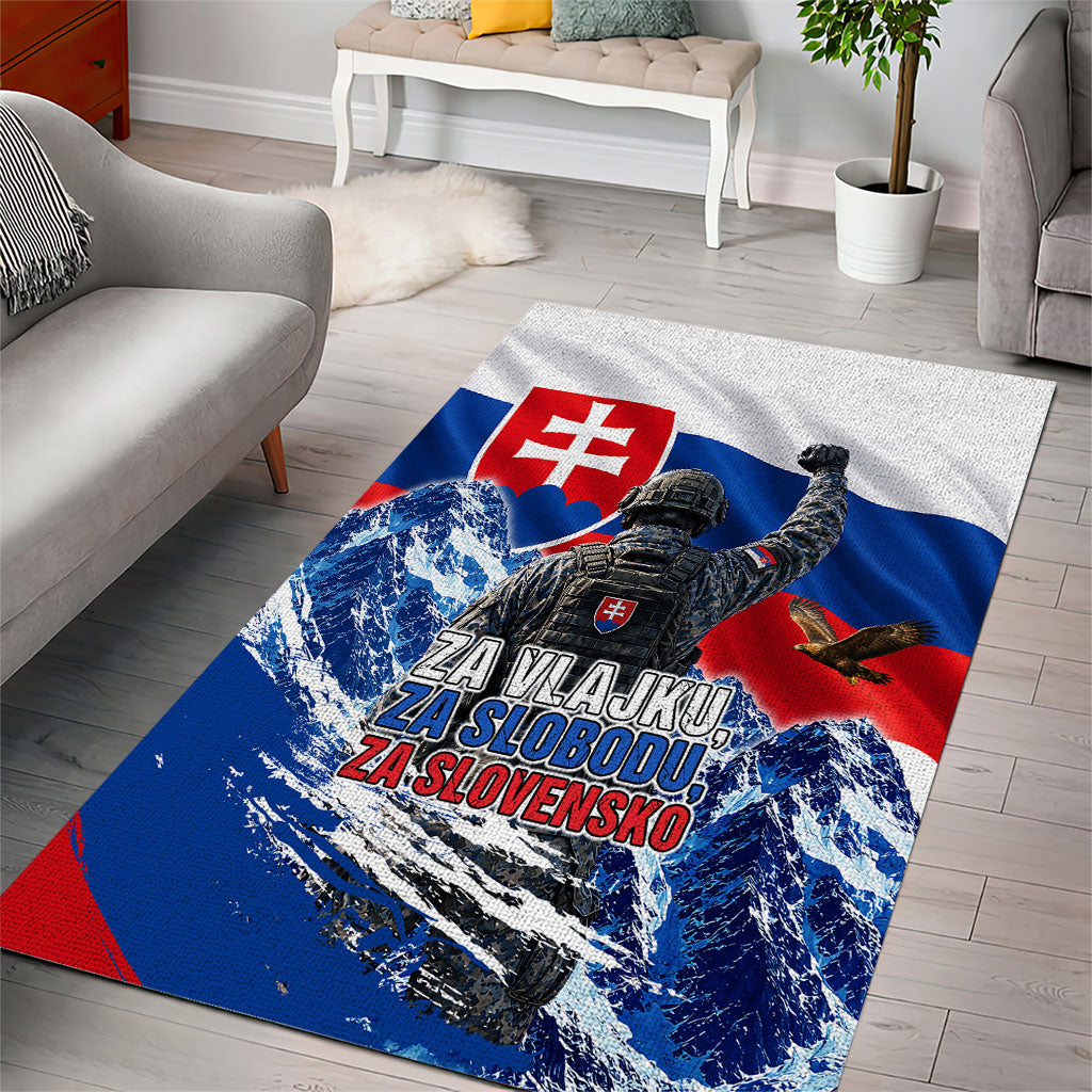 Slovakia Military Freedom Area Rug Fighter Jets Soldier Eagle Mountain