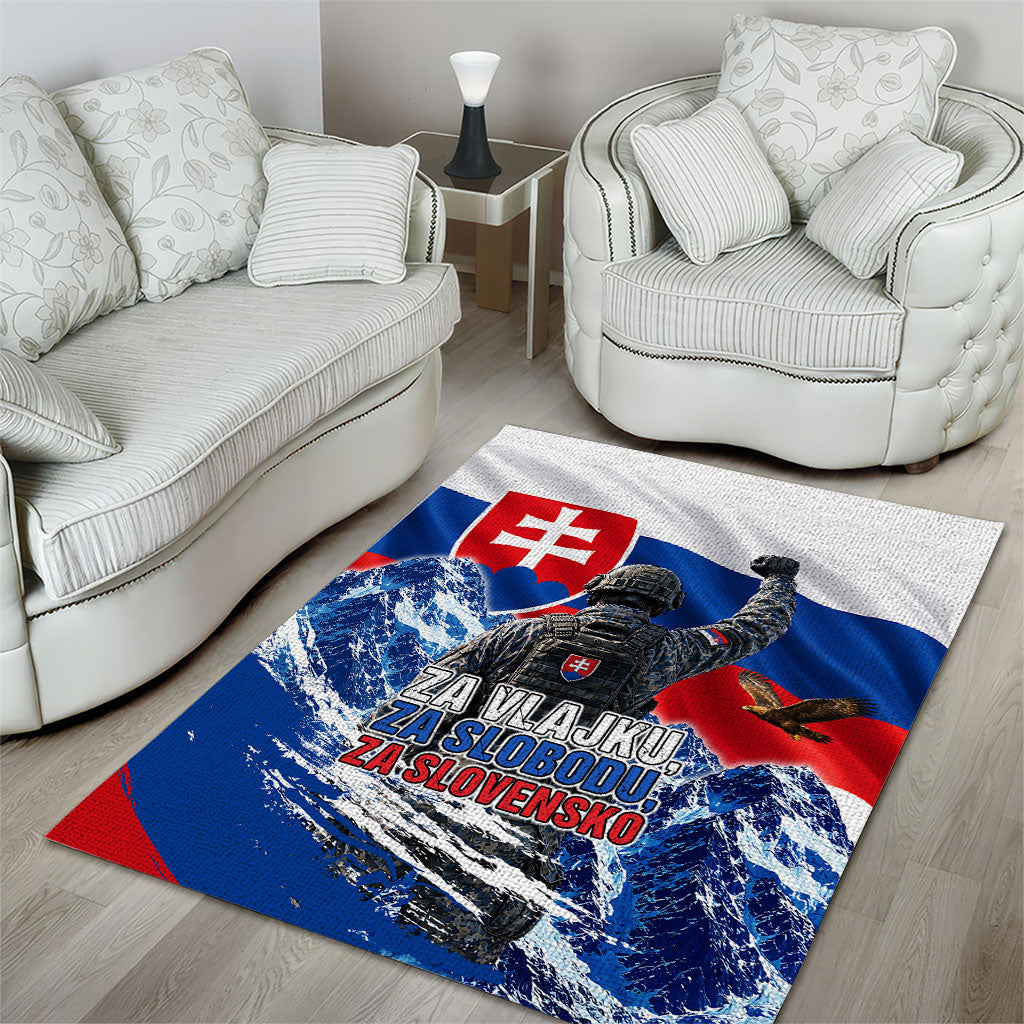 Slovakia Military Freedom Area Rug Fighter Jets Soldier Eagle Mountain
