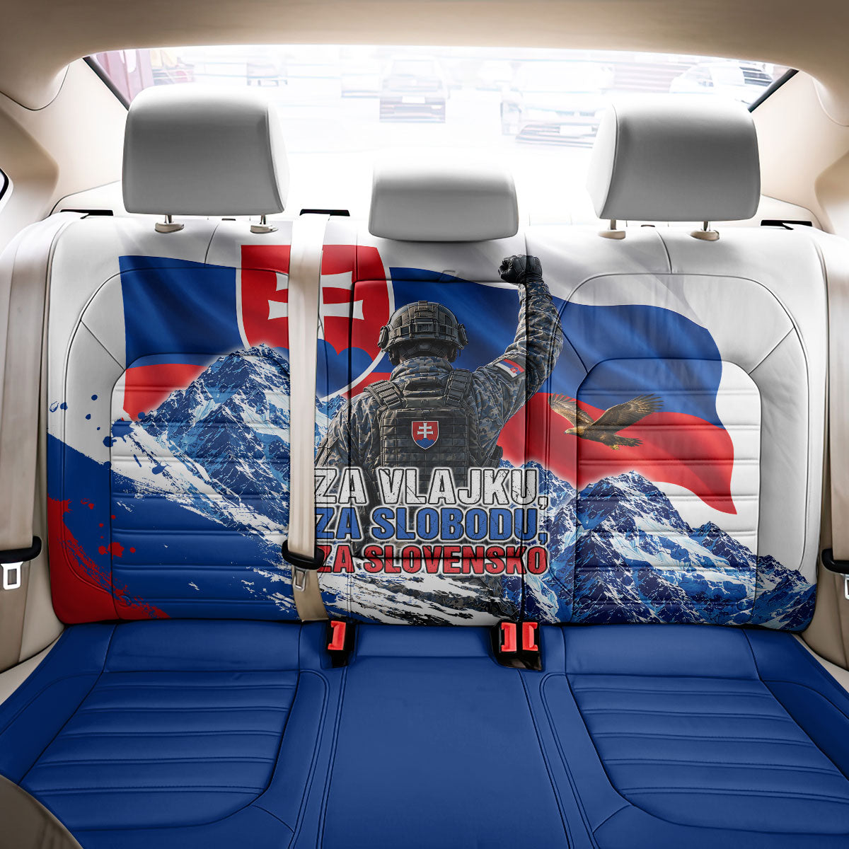 Slovakia Military Freedom Back Car Seat Cover Fighter Jets Soldier Eagle Mountain