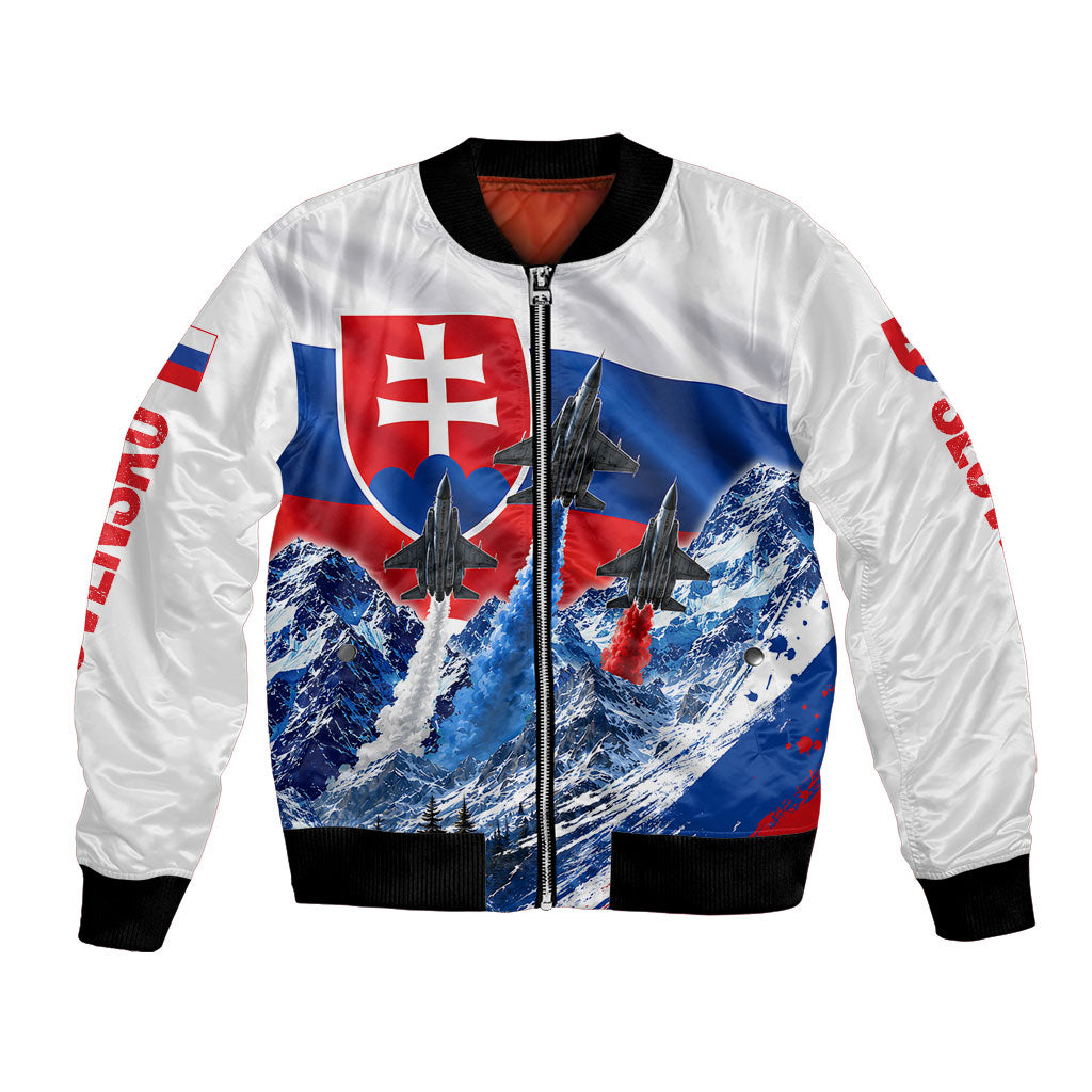 Slovakia Military Freedom Bomber Jacket Fighter Jets Soldier Eagle Mountain