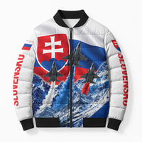 Slovakia Military Freedom Bomber Puffer Jacket Fighter Jets Soldier Eagle Mountain