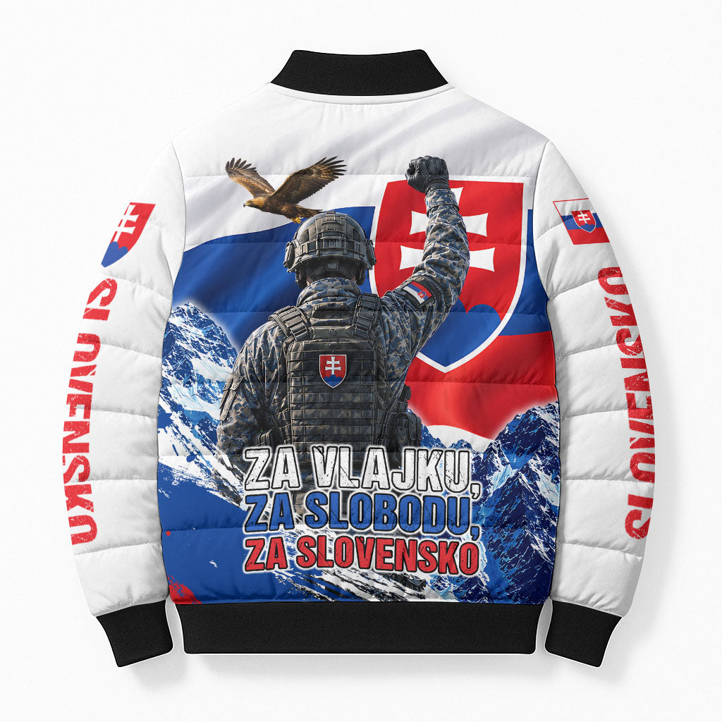 Slovakia Military Freedom Bomber Puffer Jacket Fighter Jets Soldier Eagle Mountain