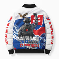Slovakia Military Freedom Bomber Puffer Jacket Fighter Jets Soldier Eagle Mountain