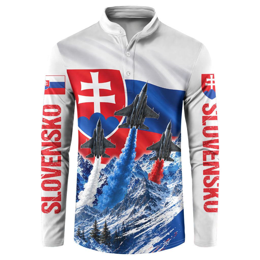 Slovakia Military Freedom Button Sweatshirt Fighter Jets Soldier Eagle Mountain