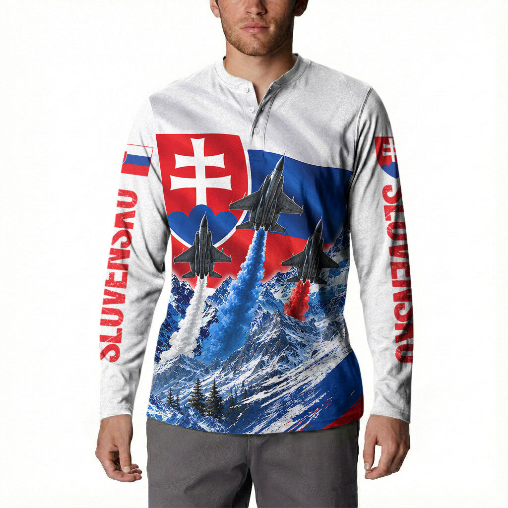 Slovakia Military Freedom Button Sweatshirt Fighter Jets Soldier Eagle Mountain