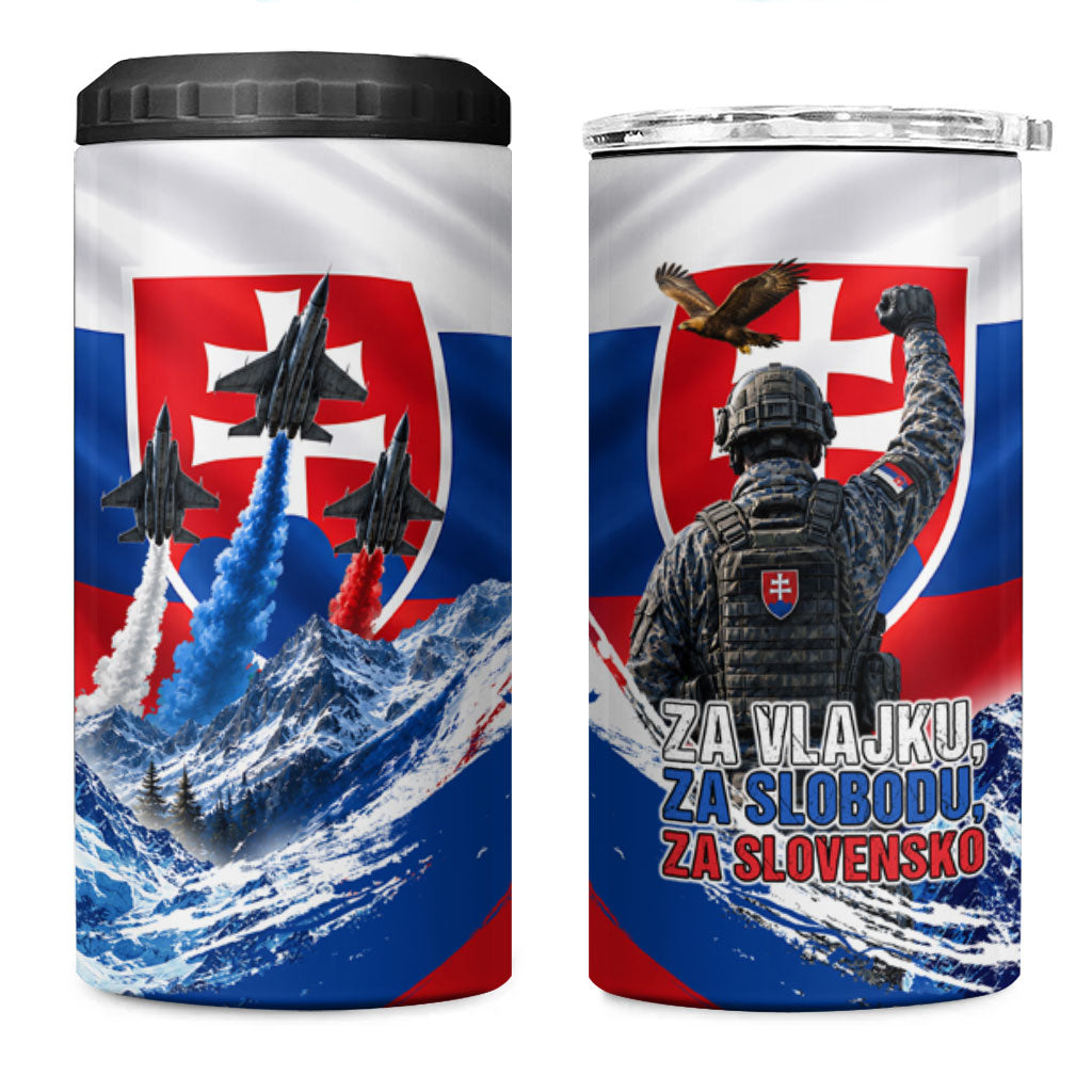 Slovakia Military Freedom 4 in 1 Can Cooler Tumbler Fighter Jets Soldier Eagle Mountain