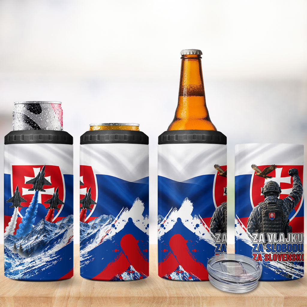 Slovakia Military Freedom 4 in 1 Can Cooler Tumbler Fighter Jets Soldier Eagle Mountain