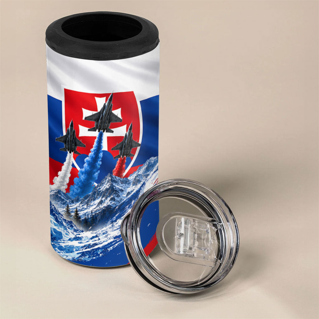 Slovakia Military Freedom 4 in 1 Can Cooler Tumbler Fighter Jets Soldier Eagle Mountain