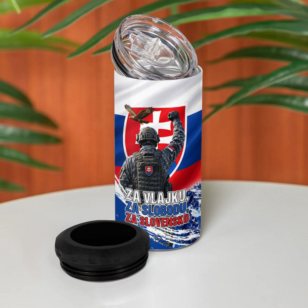 Slovakia Military Freedom 4 in 1 Can Cooler Tumbler Fighter Jets Soldier Eagle Mountain