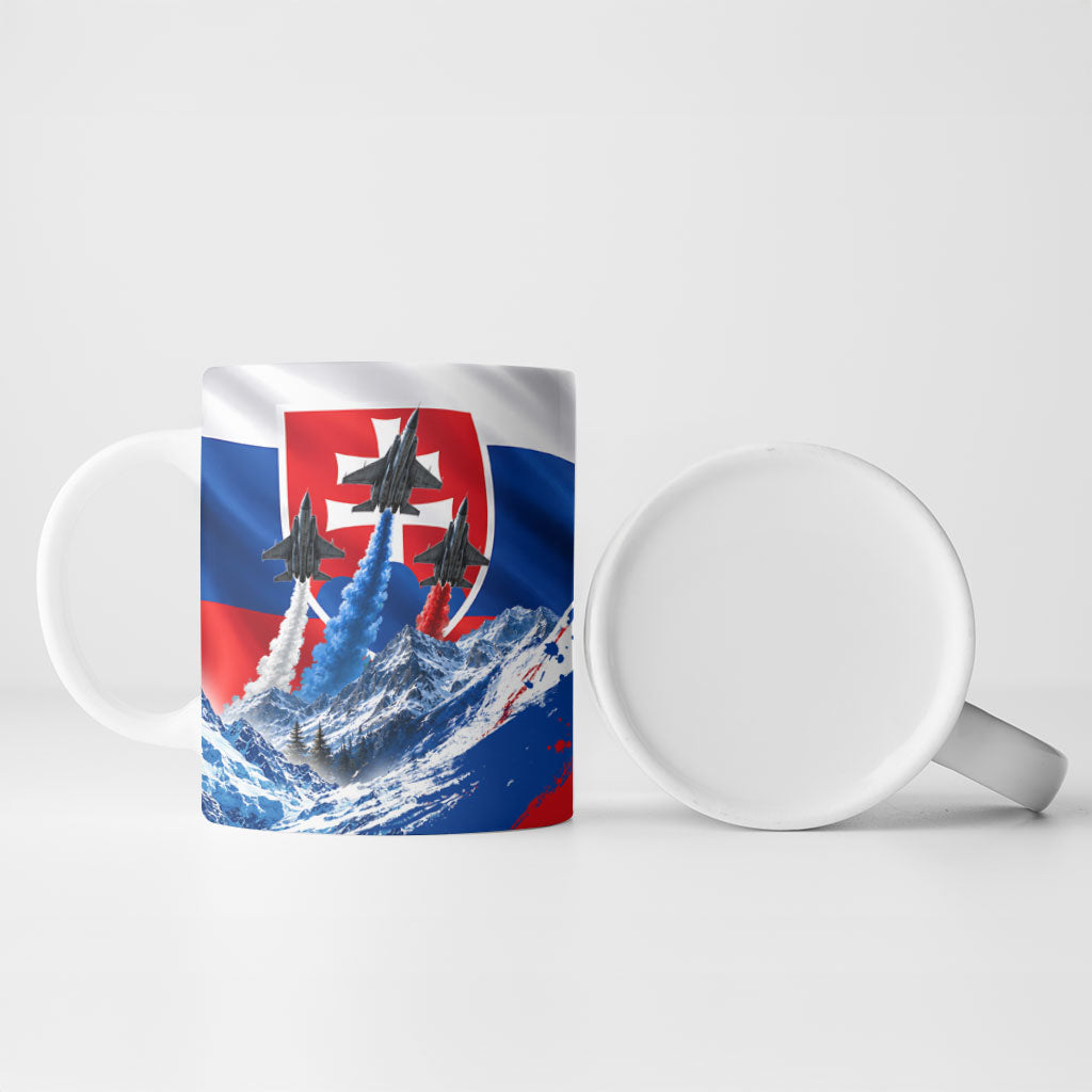 Slovakia Military Freedom Ceramic Mug Fighter Jets Soldier Eagle Mountain