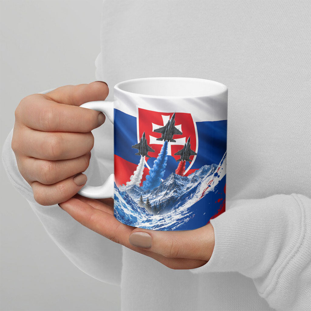 Slovakia Military Freedom Ceramic Mug Fighter Jets Soldier Eagle Mountain