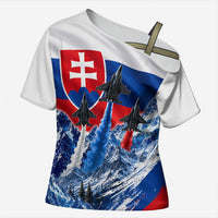 Slovakia Military Freedom Cross Shoulder Shirt Fighter Jets Soldier Eagle Mountain
