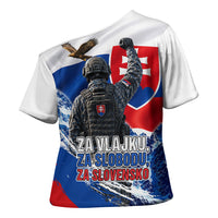Slovakia Military Freedom Cross Shoulder Shirt Fighter Jets Soldier Eagle Mountain