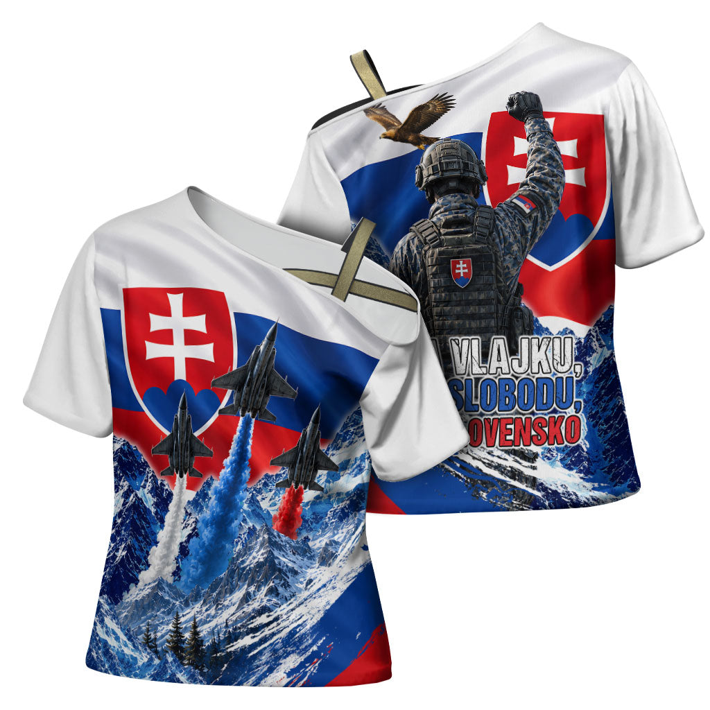 Slovakia Military Freedom Cross Shoulder Shirt Fighter Jets Soldier Eagle Mountain