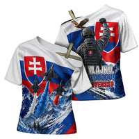 Slovakia Military Freedom Cross Shoulder Shirt Fighter Jets Soldier Eagle Mountain