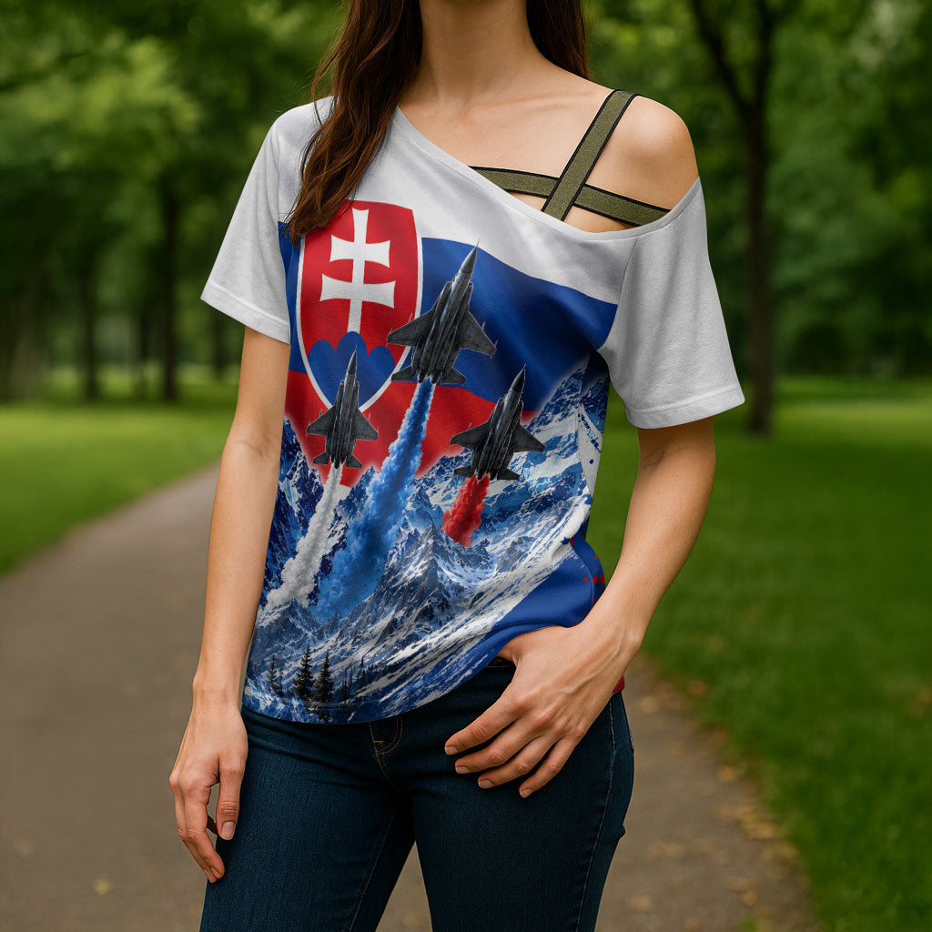 Slovakia Military Freedom Cross Shoulder Shirt Fighter Jets Soldier Eagle Mountain