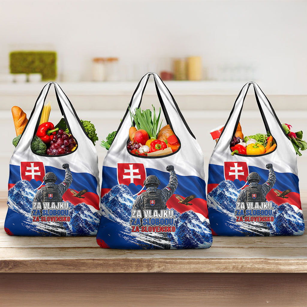 Slovakia Military Freedom Grocery Bag Fighter Jets Soldier Eagle Mountain