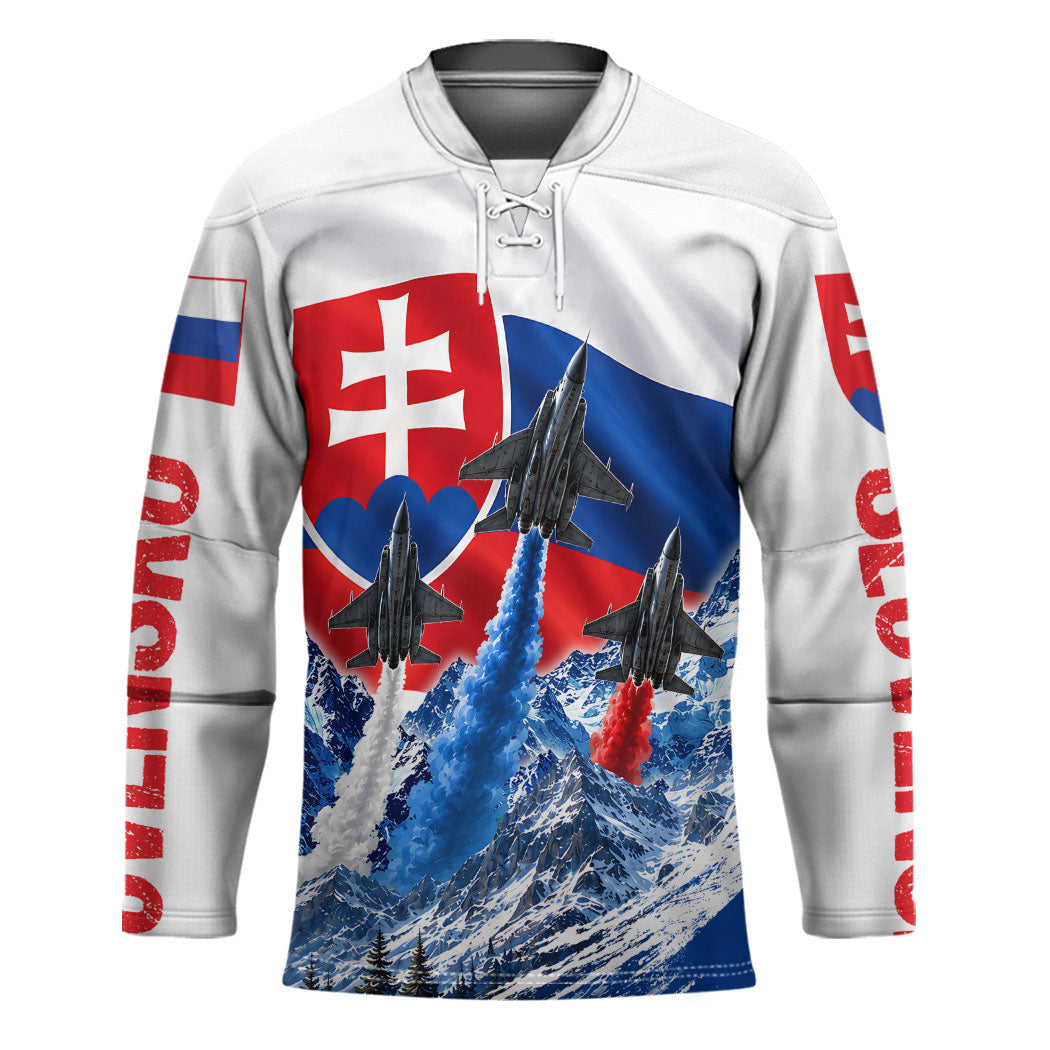 Slovakia Military Freedom Hockey Jersey Fighter Jets Soldier Eagle Mountain