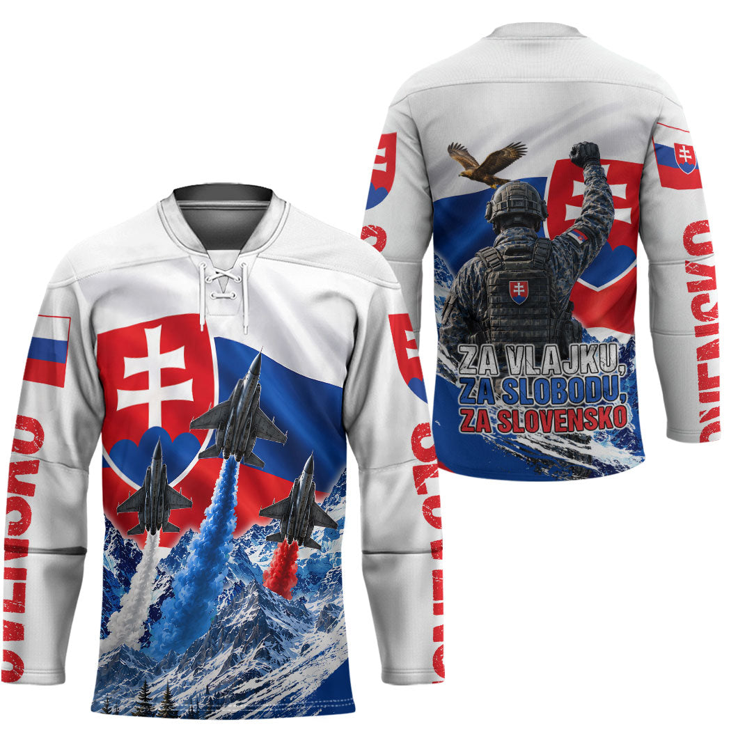 Slovakia Military Freedom Hockey Jersey Fighter Jets Soldier Eagle Mountain