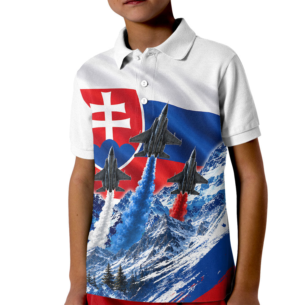 Slovakia Military Freedom Kid Polo Shirt Fighter Jets Soldier Eagle Mountain
