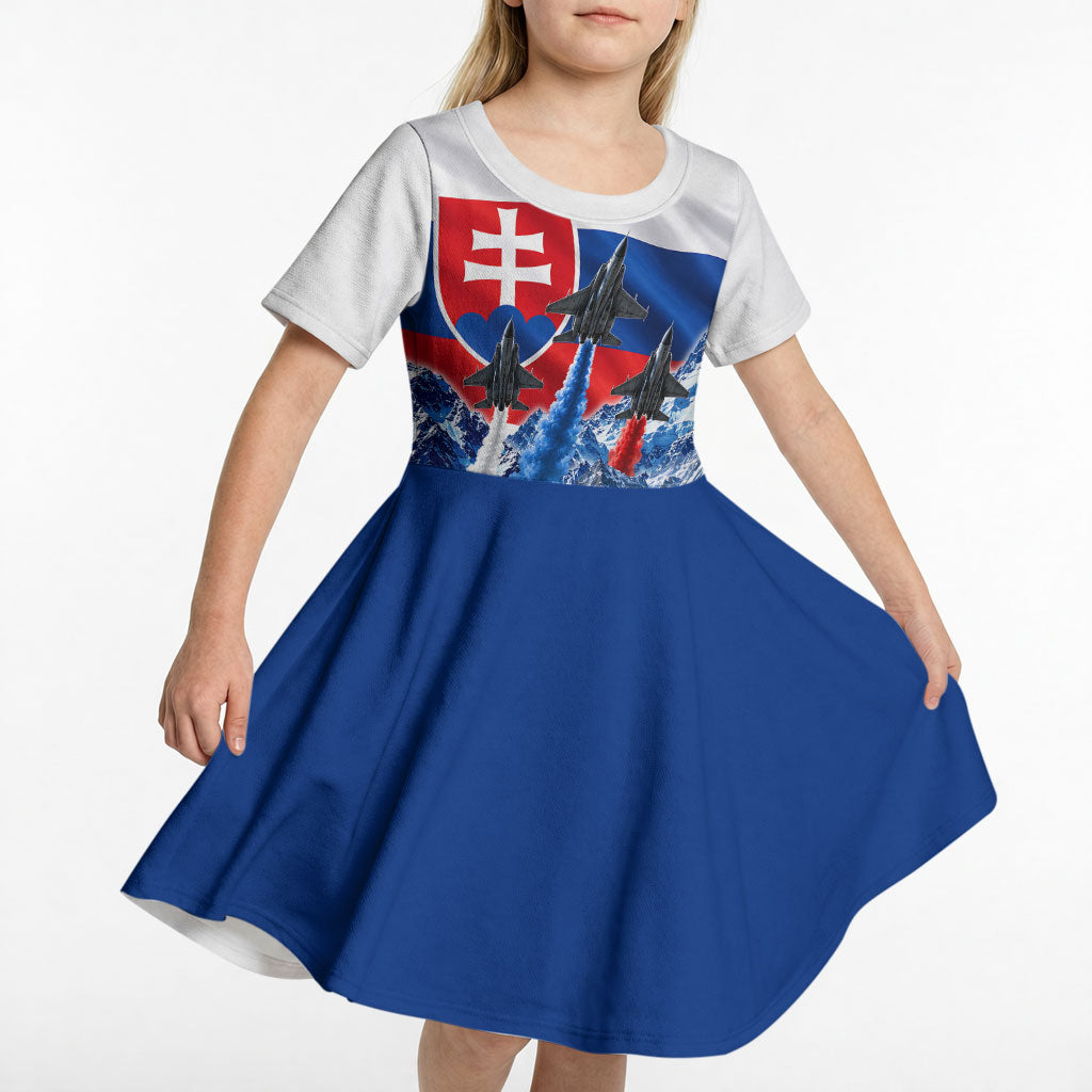 Slovakia Military Freedom Kid Short Sleeve Dress Fighter Jets Soldier Eagle Mountain