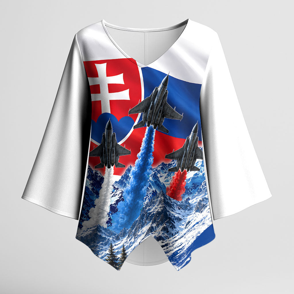 Slovakia Military Freedom Kimono Sleeve Blouse Fighter Jets Soldier Eagle Mountain