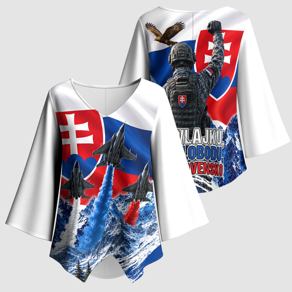 Slovakia Military Freedom Kimono Sleeve Blouse Fighter Jets Soldier Eagle Mountain