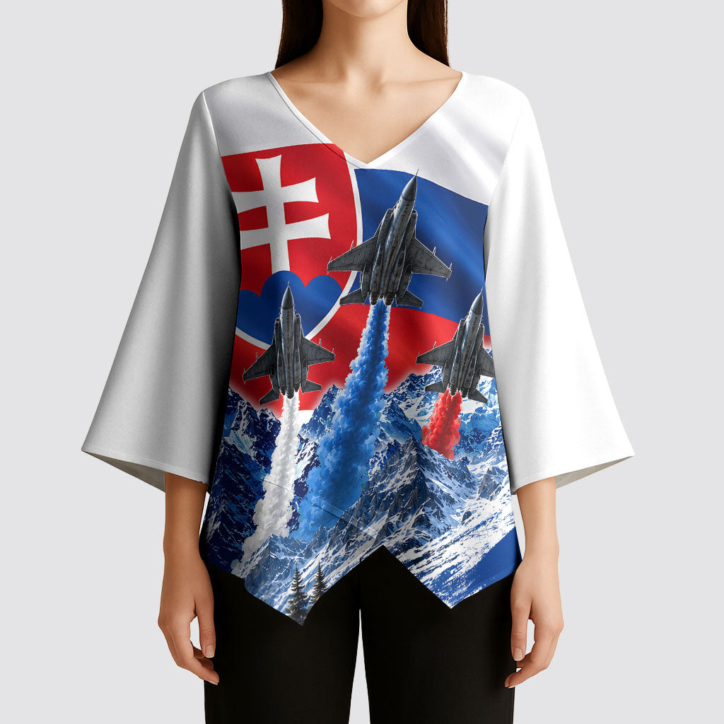 Slovakia Military Freedom Kimono Sleeve Blouse Fighter Jets Soldier Eagle Mountain