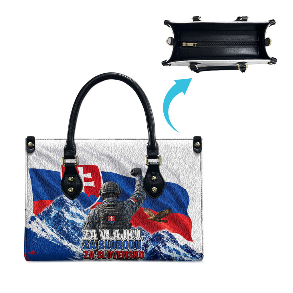 Slovakia Military Freedom Leather Bag Fighter Jets Soldier Eagle Mountain