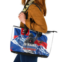 Slovakia Military Freedom Leather Tote Bag Fighter Jets Soldier Eagle Mountain