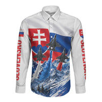 Slovakia Military Freedom Long Sleeve Button Shirt Fighter Jets Soldier Eagle Mountain