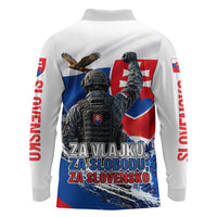 Slovakia Military Freedom Long Sleeve Polo Shirt Fighter Jets Soldier Eagle Mountain
