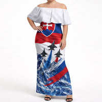 Slovakia Military Freedom Off Shoulder Maxi Dress Fighter Jets Soldier Eagle Mountain