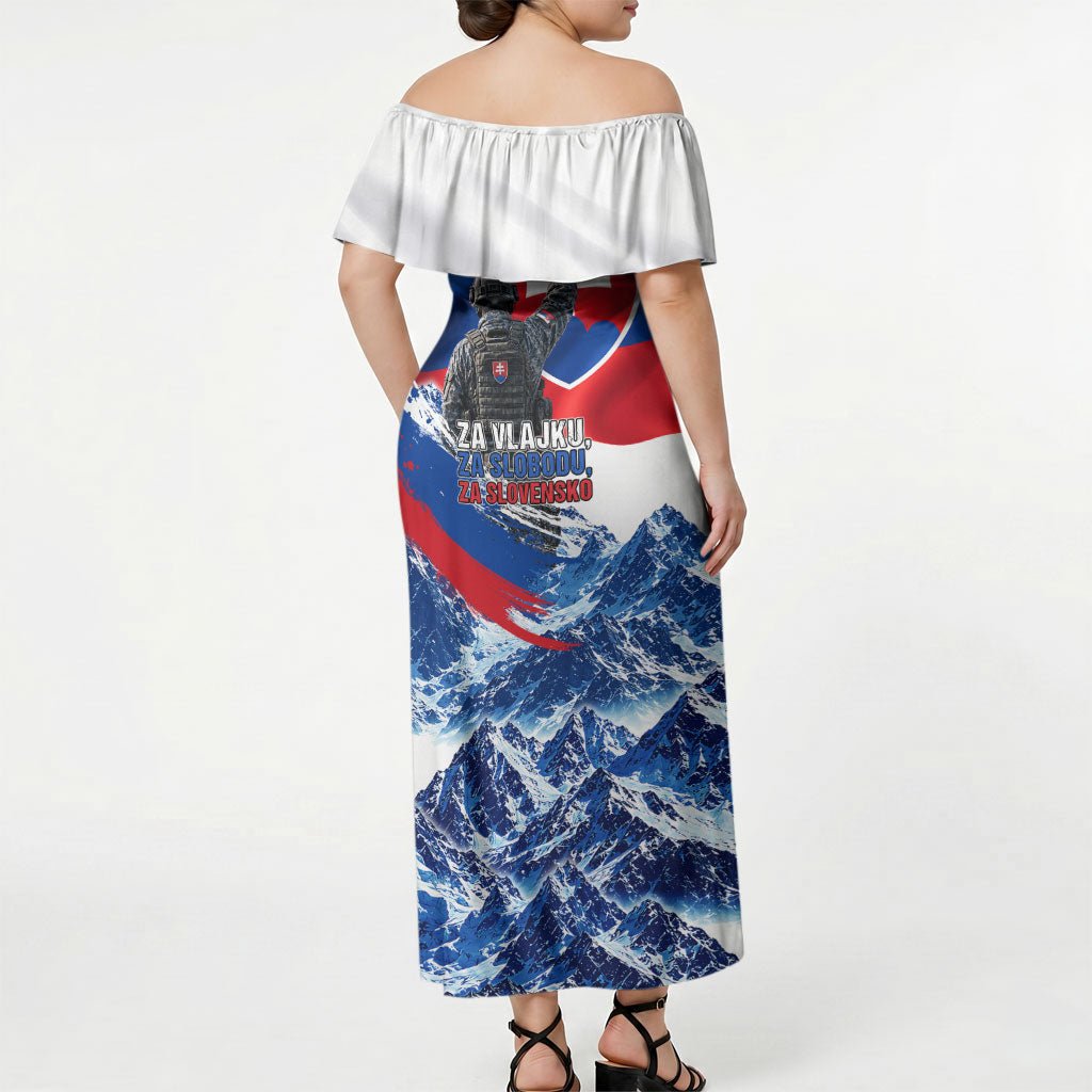 Slovakia Military Freedom Off Shoulder Maxi Dress Fighter Jets Soldier Eagle Mountain