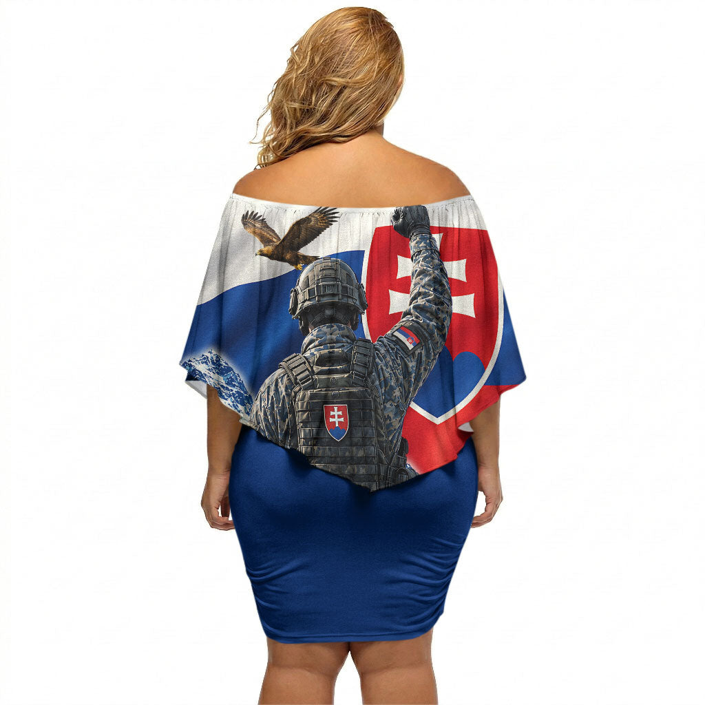 Slovakia Military Freedom Off Shoulder Short Dress Fighter Jets Soldier Eagle Mountain