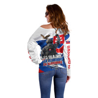 Slovakia Military Freedom Off Shoulder Sweater Fighter Jets Soldier Eagle Mountain